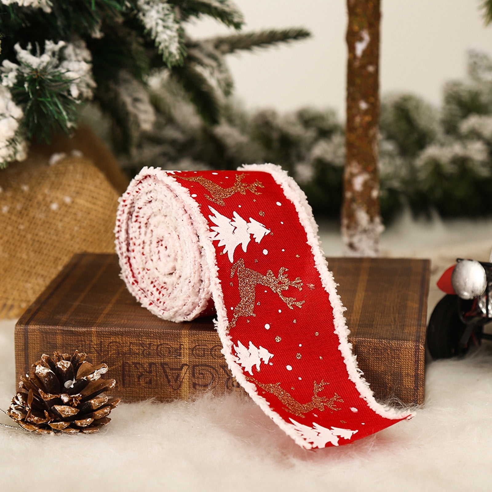 Holiday Decorations,Holiday Print Ribbon 6.5Cm Wide Ribbon Holiday Tree