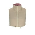 thumbnail image 5 of Dazajoo Cropped Puffer Vest Women Zip Up Stand Collar Puffy Jackets Winter Casual Sleeveless Padded Vests,Beige,XL, 5 of 9