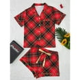 thumbnail image 2 of Women’s Short Sleeve Pajama Set Button Down Lounge Set Collared Sleepwear Two Piece Soft Breathable Nightwear Casual Home Loungewear with Shorts, 2 of 12