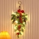 thumbnail image 1 of Corona navideña artificial con forma de lágrima, bayas rojas y bolas, de PVC, 50 cm, ideal para decoración navideña de interiores y exteriores., 1 of 7