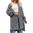 thumbnail image 1 of AherBiu Cardigan Sweaters for Women Ribble Knitted Mid-Long Split Fall Winter Women's Clothes, 1 of 6