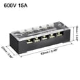 thumbnail image 3 of 2Set 5 Positions Dual Rows 600V 15A Screw Terminal Strip Block w Cover + 400V 25A Pre-Insulated Terminals Barrier Strip, 3 of 6