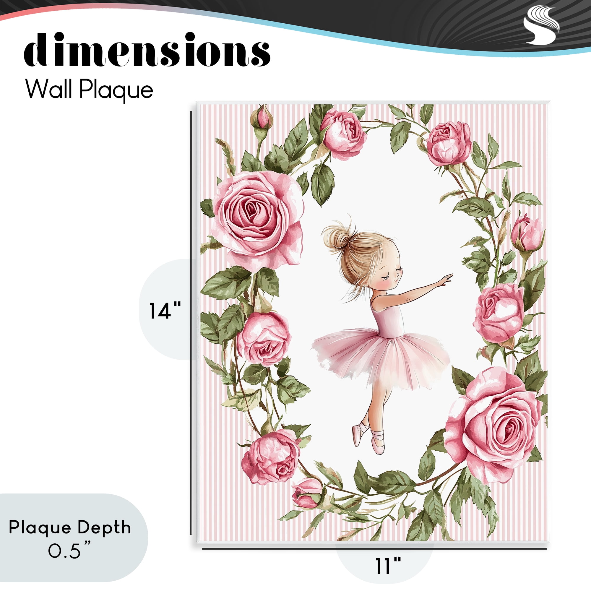 Stupell Industries Little Rose Dance Ballerina Wall Plaque Art, design by Christine Simpson Art