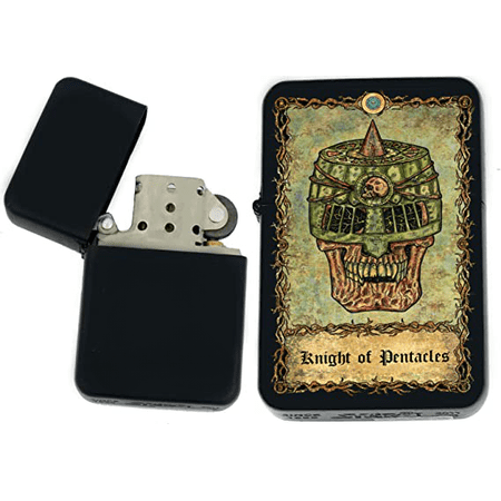Tarot Card - Major Eternal Bones Tarot Deck Colorful Cards Unique Collectible Gifts Infinity Black Matt Windproof Lighters! (Knight of Pentacles)