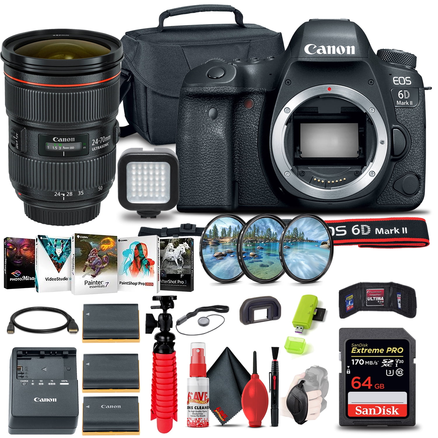 Canon EOS 6D Mark II DSLR Camera (Body Only) (1897C002) + Canon EF 24-70mm Lens (International Version)