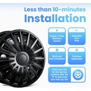 Alpena Austin Black Wheel Covers – Set of 4, European-Made Hubcaps – 15-Inch Universal Fit