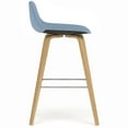 thumbnail image 4 of Simpli Home Randolph Mid Century Modern 28 inch Bentwood Counter/ Bar Height Stool (Set of 2) with Light Wood in Denim Blue Polyester linen, 4 of 10