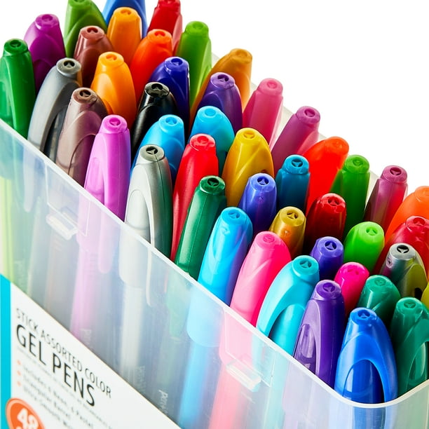 Pen+Gear Gel Stick Pens, Medium Point, 0.7 mm, Assorted Colors, 48