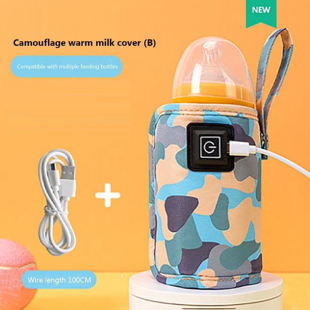 Calentador de biberón USB portátil para bebés en movimiento para viajes a casa (camuflaje Bl Ehuebsd Libre de BPA