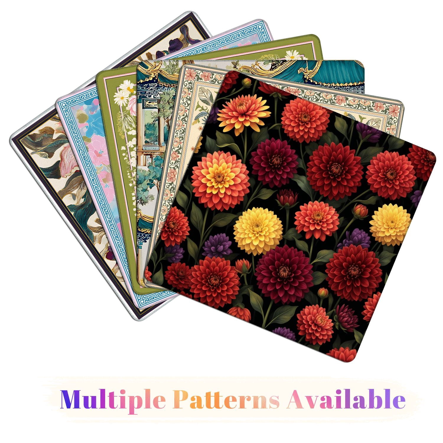 Mahjong Mat 31.5" x 31.5" Seamless autumn flowers changeable Vintage painting style Non-Slip Noise Reduction American Mahjong Tiles Table Cover for Dominoes Poker Card Board Games Gift
