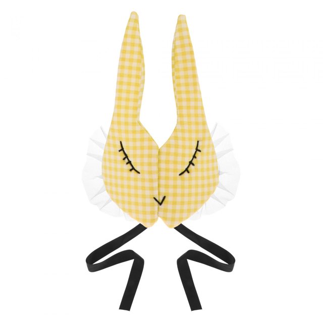 Disfraz de conejito infantil, conejo de media cara elegante, conejo de orejas largas de Pascua, niños Amarillo con borde de encaje