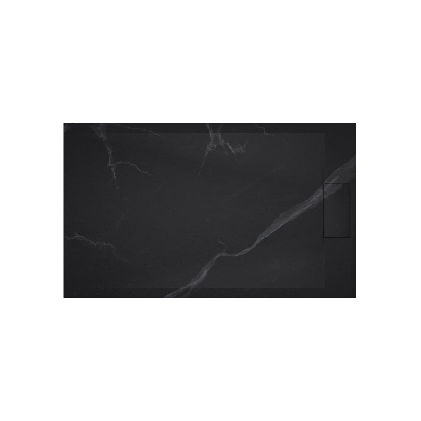 Emberveil Base de douche SMC noir marbre 36 po x 60 po – Profil bas, texture pierre antidérapante avec drain latéral