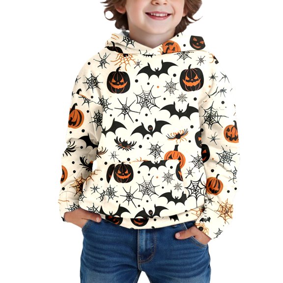 Boys Halloween Cozy Hoodie Sweatshirt For Kids Ideal Outdoor Indoor Activities Halloween Costumes Boy