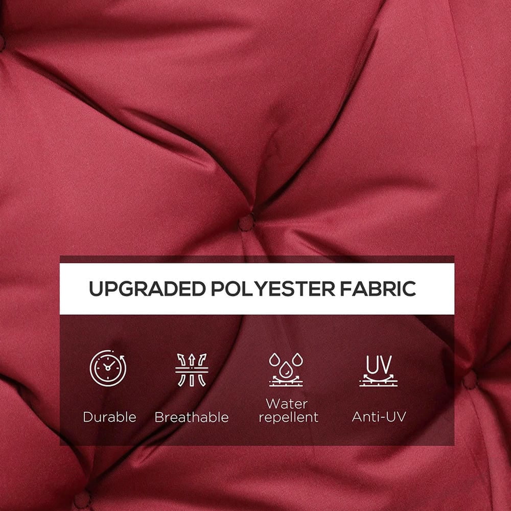 Topcobe 59" x 38" Tufted Bench Cushion for Outdoor Furniture, 3-Seater Replacement for Swing Chair, Patio Sofa/Couch, Patio Cushions for Outdoor Backyard Garden Porch, Wine Red