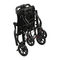 Lightweight Foldable Transport Wheelchair, 220 lb Weight Capacity,Large Tires Hand Push Mobility Scooter