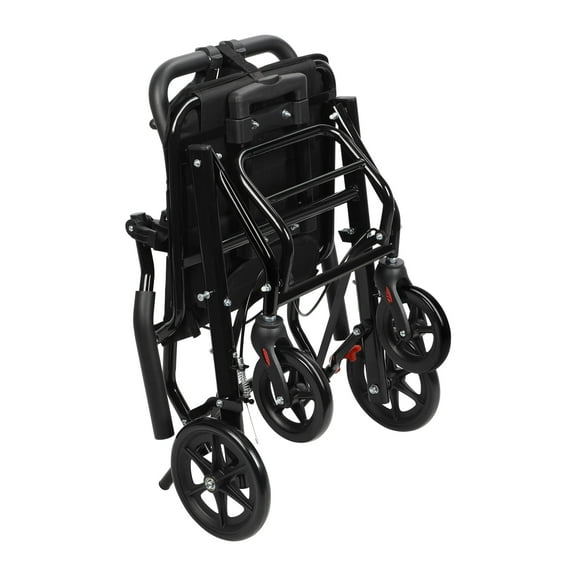 Lightweight Foldable Transport Wheelchair, 220 lb Weight Capacity,Large Tires Hand Push Mobility Scooter