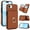 Brown, variant on Wallet Case with Card Holder for iPhone 16e, 360° Rotation Ring Kickstand Magnetic Clasp and Durable Shockproof Cover