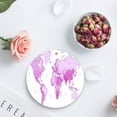 thumbnail image 4 of FMSHPON Pink World Map in Watercolor Set of 4 Round Coaster for Drinks, Absorbent Ceramic Stone Coasters Cup Mat with Cork Base for Home Kitchen Room Coffee Table Bar Decor, 4 of 6