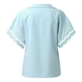 thumbnail image 4 of Summer Tops For Women Loose Bat Sleeve Tee Shirt Short Sleeve Blouse Casual Linen Shirts V Neck Tunic Tops Womens Long Sleeve Athletic Shirt Womens Turtleneck Shirts Long Sleeve Women Casual Tee, 4 of 5