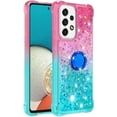 thumbnail image 3 of Clear Case for Samsung Galaxy A23 5G/4G with Ring Kickstand, Bling Gradient Quicksand Glitter Flowing Liquid Floating Case Cover for Samsung Galaxy A23 JB Powder Blue, 3 of 14