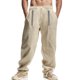thumbnail image 1 of Pantalones largos para hombre, informales, holgados, de pierna ancha, con bolsillos con cordón, para playa, para hacer ejercicio, rectos, de poliéster., 1 of 9