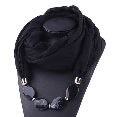 

WOXINDA Women Cotton Linen Necklace Pendant Scarf Ethnic Style Soft Necklace Scarf