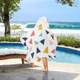 thumbnail image 3 of Yayeee Kids Hooded Towels Toddler Soft Absorbent Beach Bathing Wrap 50" x 23.5", White Minimalist Triangles, 3 of 5