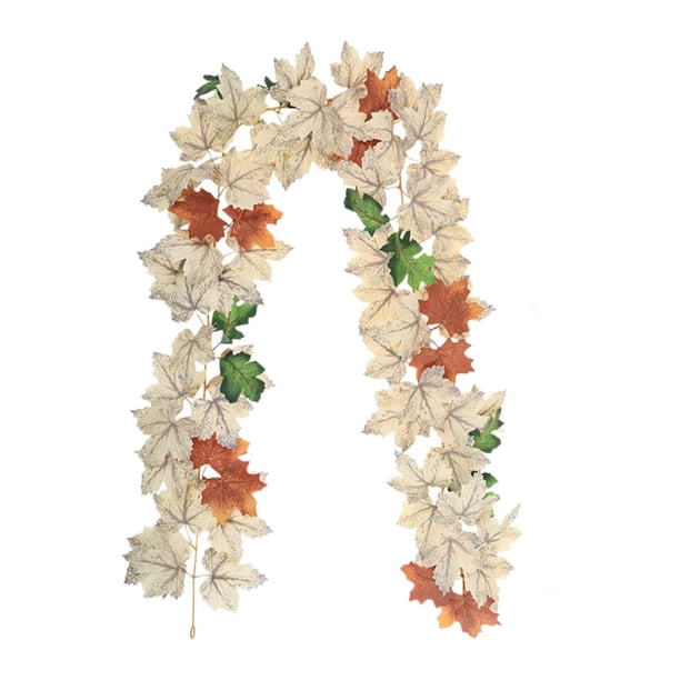 Corona de Halloween de 1,8 m con hojas de arce para sala de estar y puerta de entrada interior. Estilo C