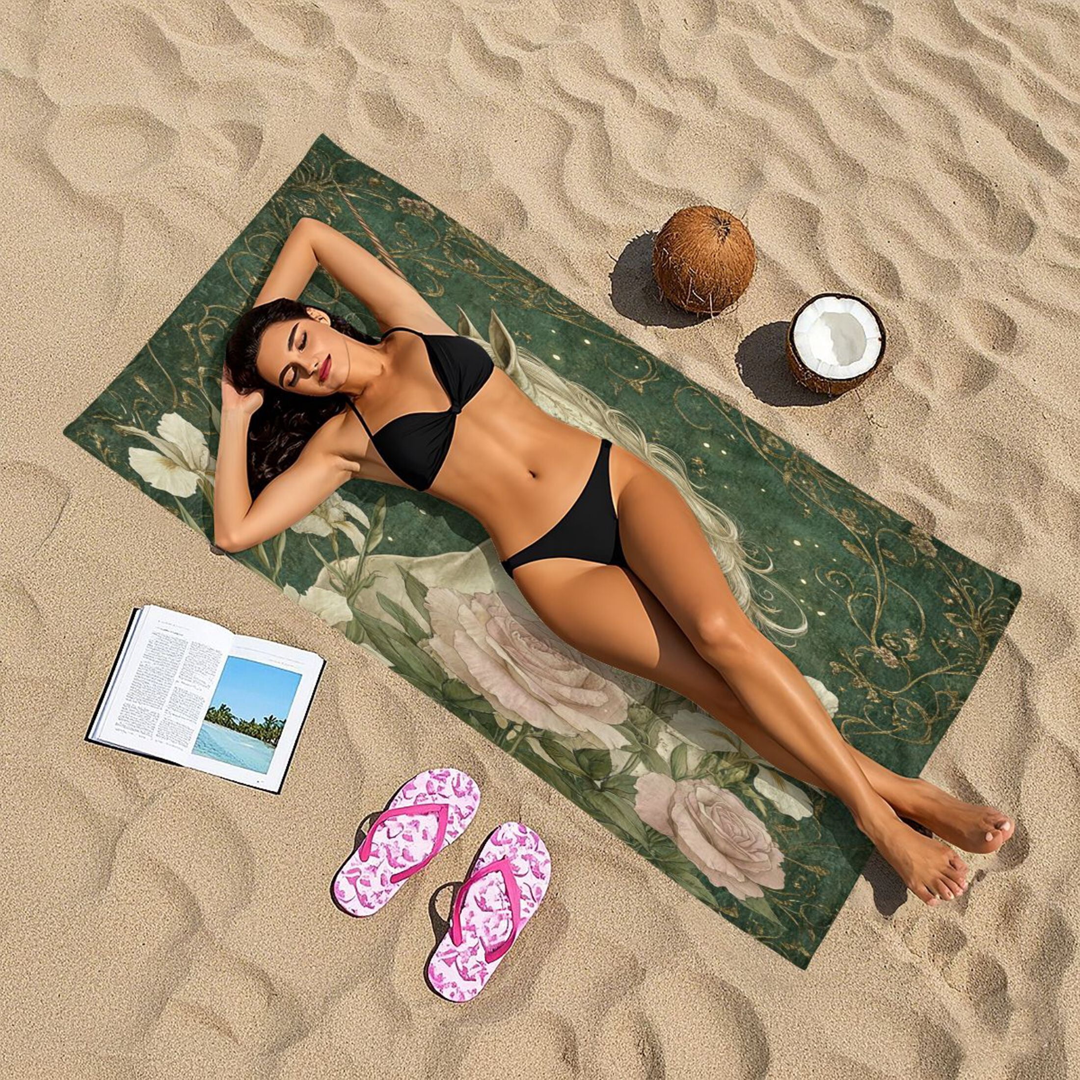 Wobogo Retro Unicorn Beach Towel Sand Free Quick Dry Absorbent Thin Compact Towels for Vacation Trips to Swimming Pool Camping Beaches
