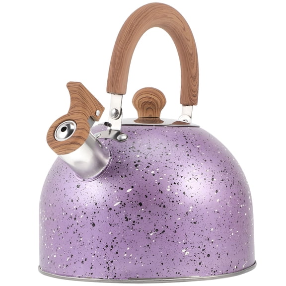 ACDANC Stovetop Tea Kettle 2L Purple Metal Whistling Water Pot, Food-Grade Stainless Steel Hammered Design with Ergonomic Handle for Gas Induction Home Kitchen