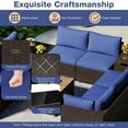 thumbnail image 2 of Gymax 12 PCS Outdoor Patio Wicker Sectional Sofa Set w/ 32'' Propane Fire Pit Table Tank Holder Navy, 2 of 6