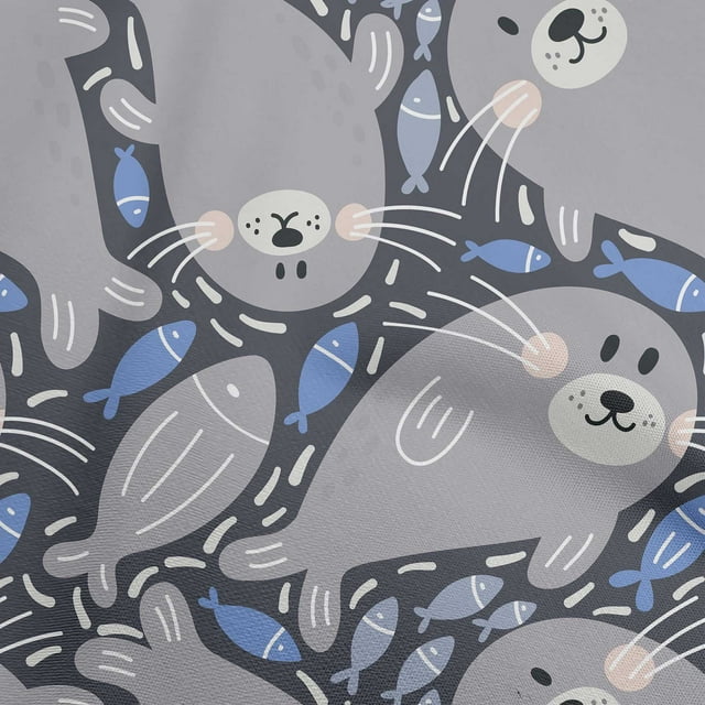 oneOone Polyester Spandex Gray Fabric Kawai Sewing Material Print Fabric By The Yard 56 Inch Wide-KB