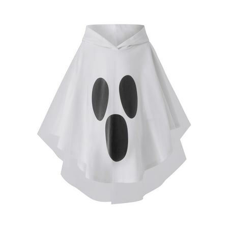 

EYIIYE Toddler Kids Boys Girls Ghost Print Hooded Cape Cloak Halloween Party Dress Up 3-11 Years
