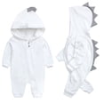 thumbnail image 3 of Newborn Baby Boy Girl Winter Onesie Warm Cotton Zippered Hooded Jumpsuit for 3M-12M, 3 of 5