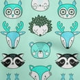 thumbnail image 1 of oneOone Rayon Mint Green Fabric Cute Animal Face Pattern Sewing Fabric By The Yard Printed Diy Clothing Sewing Supplies 56 Inch Wide, 1 of 8