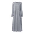 thumbnail image 4 of Sngxgn Women Square Neck Lantern Long Sleeve Ruched Mini Dress(Grey,M), 4 of 4