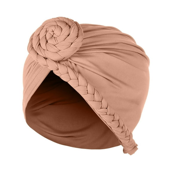 Caywon Women's Flower Shape India Headscarf Trendy Solid Color Ruffle All Packaged Spring Summer Soft Muslim Headband(Khaki,One Size)