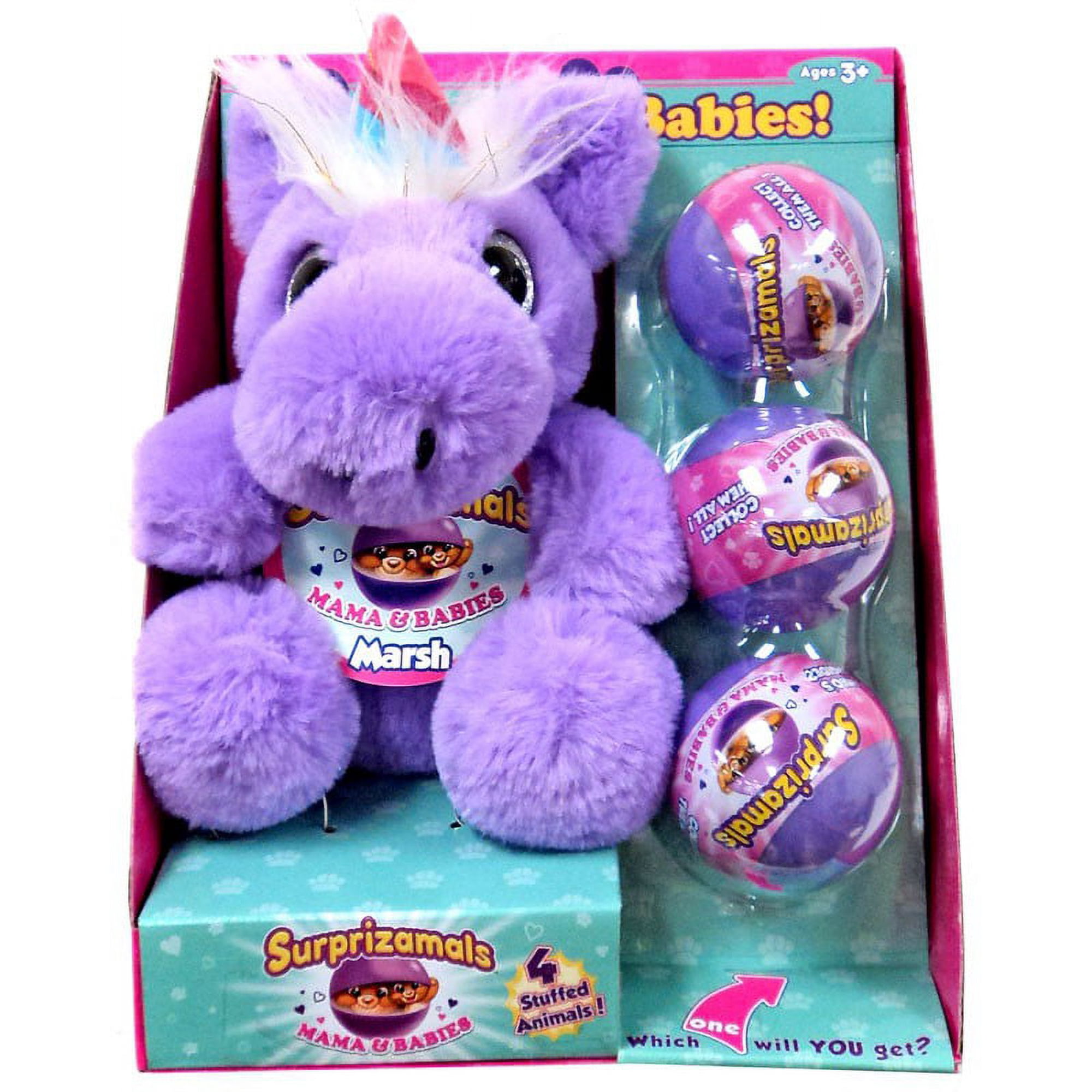 Surprizamals Mama & Baby Marsh Mystery Pack Set (Unicorn Plush & 3 Packs)