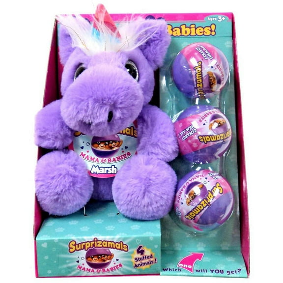 Surprizamals Mama & Baby Marsh Mystery Pack Set (Unicorn Plush & 3 Packs)