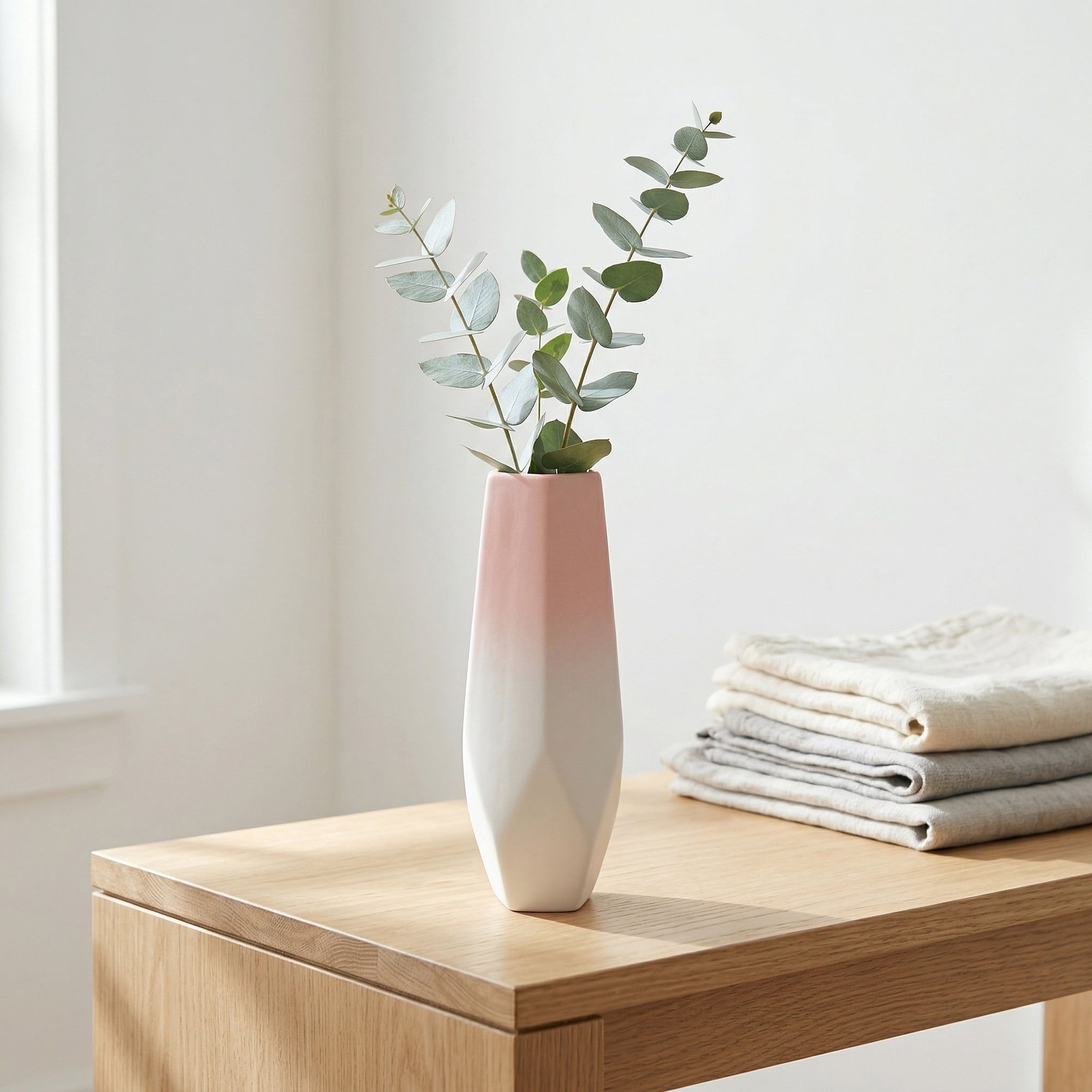 Unique Bargains Modern Tall Ceramic Vase for Decorative Pink 2.2"L x 2.2"W x 9.8"H