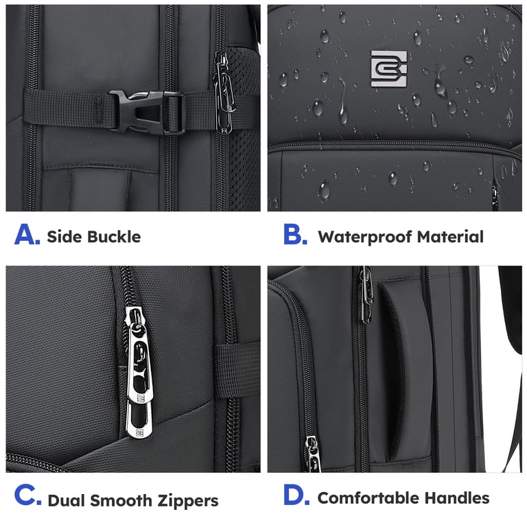 UKEIN 36L Expandable Travel Backpack, Black photo 5