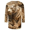 thumbnail image 5 of hxobax Womens Tops Trendy 3D Animals Print Tshirts Casual Crewneck 3/4 Sleeve Shirts Cute Basic Tees, 5 of 5