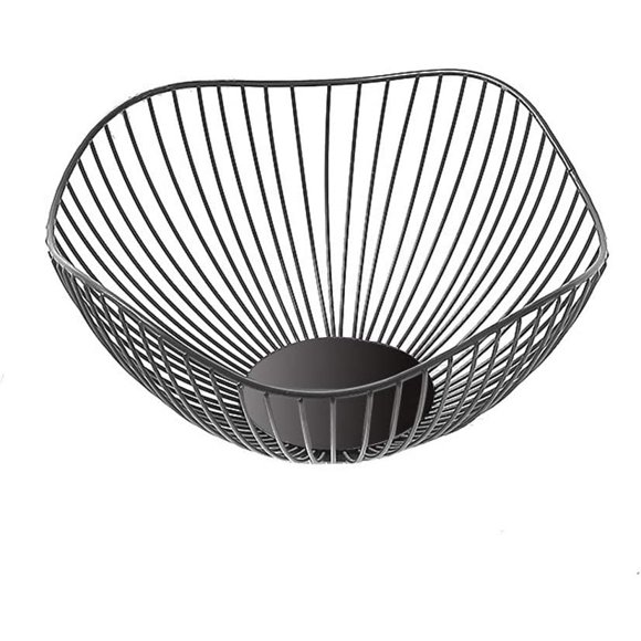 Obstkorb aus Metalldraht, Schüssel, runder Aufbewahrungskorb für Obst,Snacks, Küchenorganizer-Korb (Schwarz)