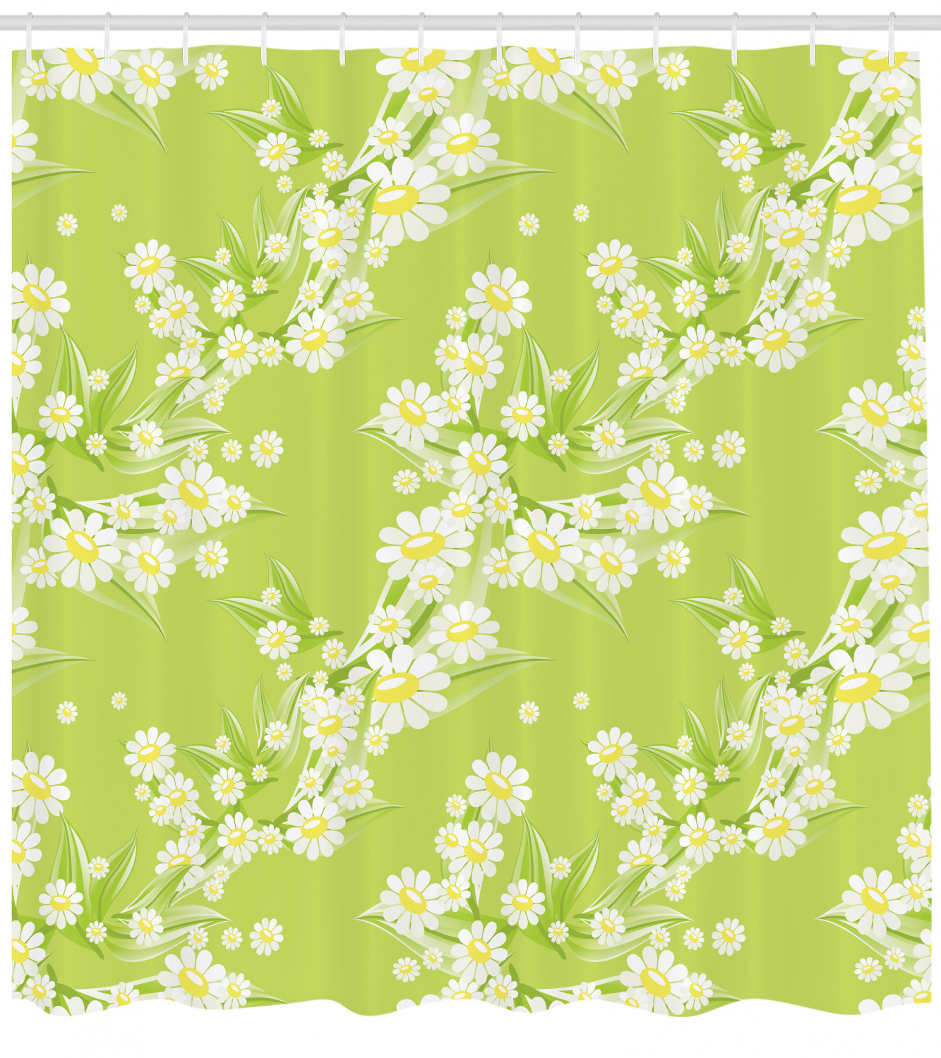 Daisy Shower Curtain Spring Chamomiles Leaf Flora Greenery Yard