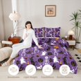 thumbnail image 3 of Erosebridal Gothic Skeleton Ghost King Size Comforter Sets 3pcs,Halloween Black Cats Comforters King Size,Purple,Reversible,1 Comforter and 2 Pillowcases, 3 of 6