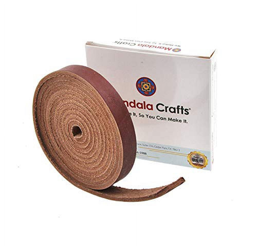 Mandala Crafts Genuine Leather Strap - Brown Cowhide Leather Strips for Crafts - Strap Leather Wrap for Handbag Saddle Belt Jewelry Making Craft Leather Straps 1/2 Inch Wide 6 Feet Long