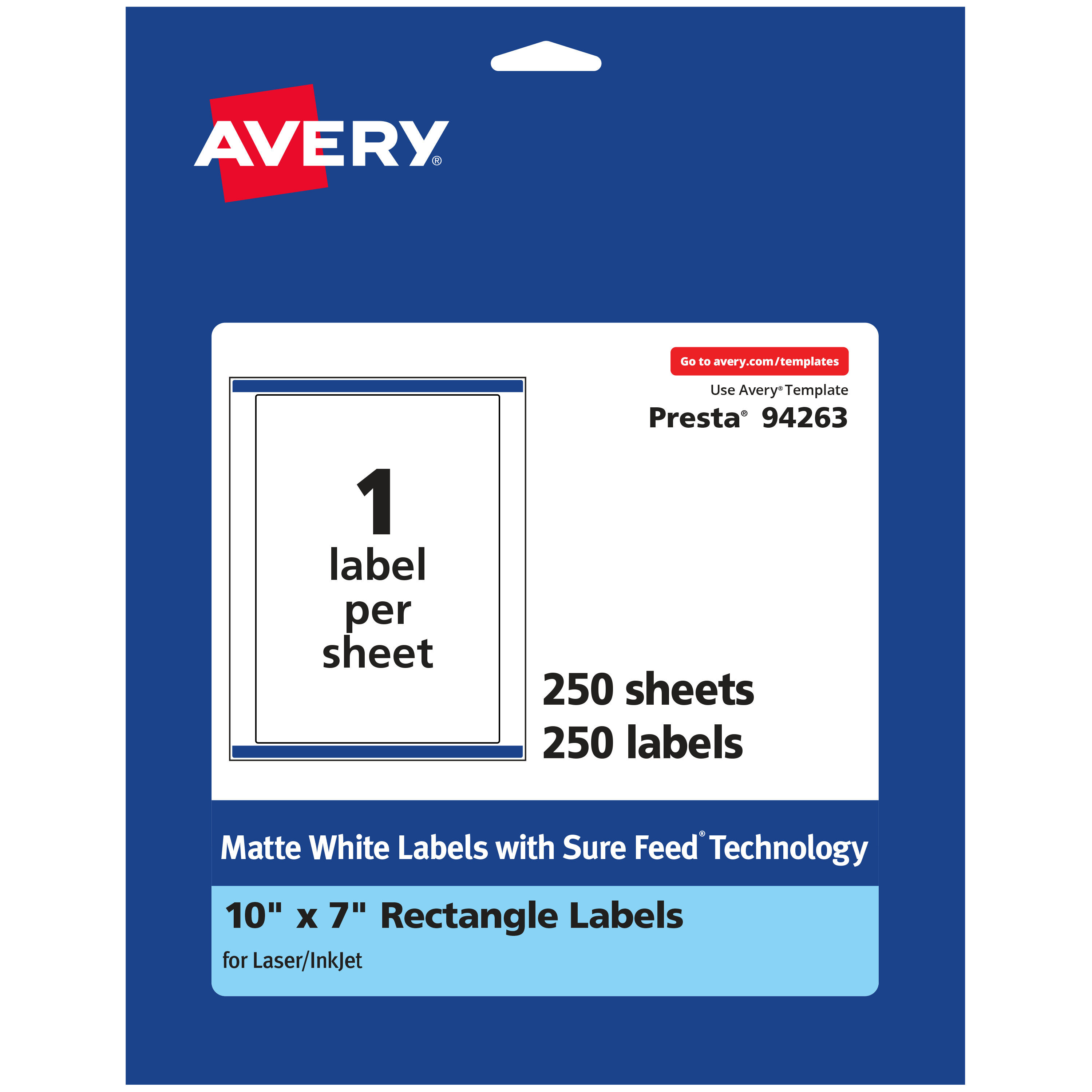 Avery Matte White Rectangle Labels, 10