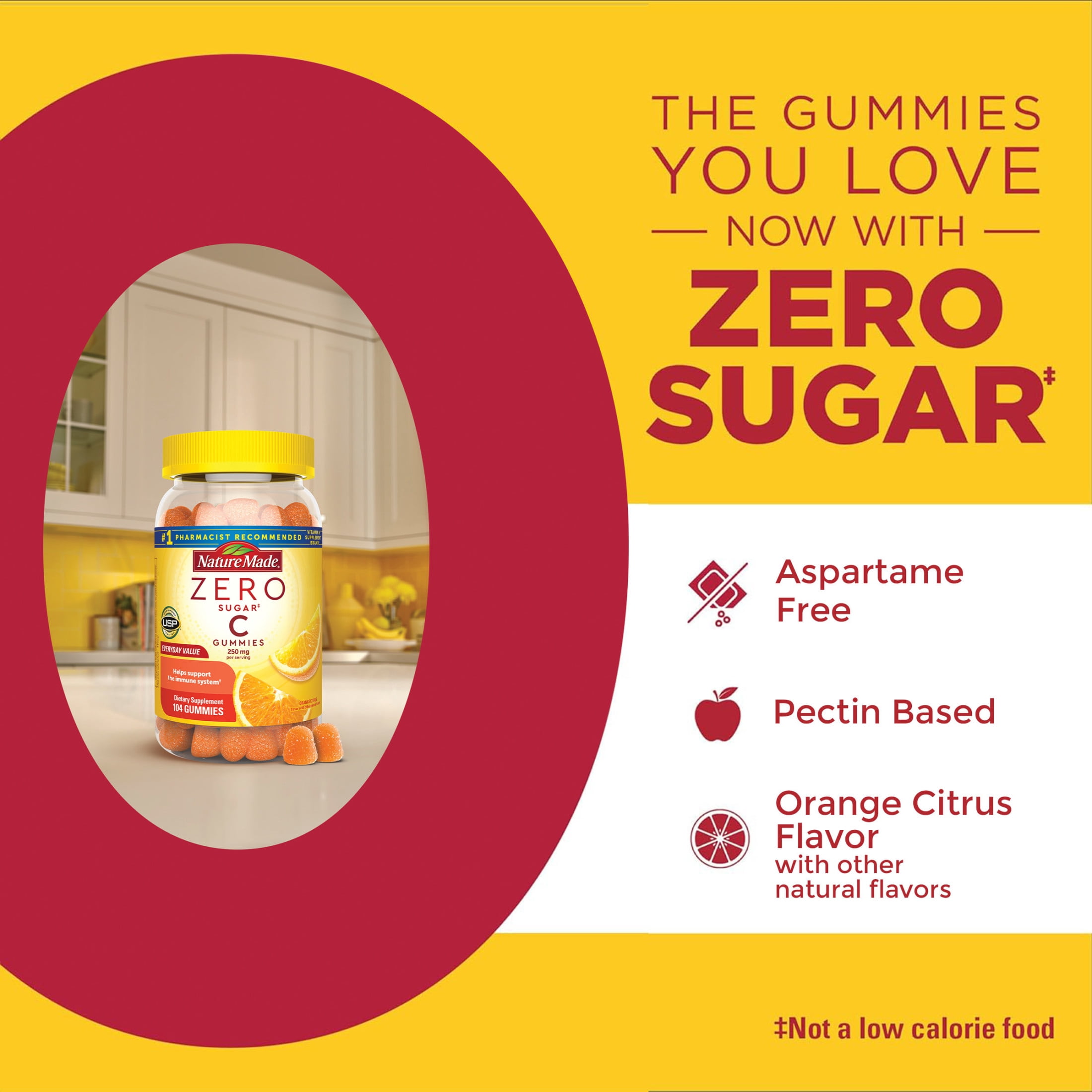 (3 pack) Nature Made Zero Sugar Vitamin C Gummies, Sugar Free Gummies for Immune Support, 104 Count