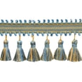 thumbnail image 1 of 3 3/4" (9.5cm) long Heirloom Collection Ribbon Loop Gimp with Satin Ribbon Tassel Fringe Trim (Style# RTF0375), Coastline Blue Multicolor (Color# 51527) 5 Yards (15 ft/4.5m), 1 of 1