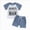Blue, variant on Gerichy Toddler Boys Clothes Baby Boy Outfit Sets Baby Toddler Boys Clothes Set, 0 3 6 12 18 24 Months Short Sleeve Round Neck Letters Print Loose T shirt Drawstring Short Pants Summer Outfits